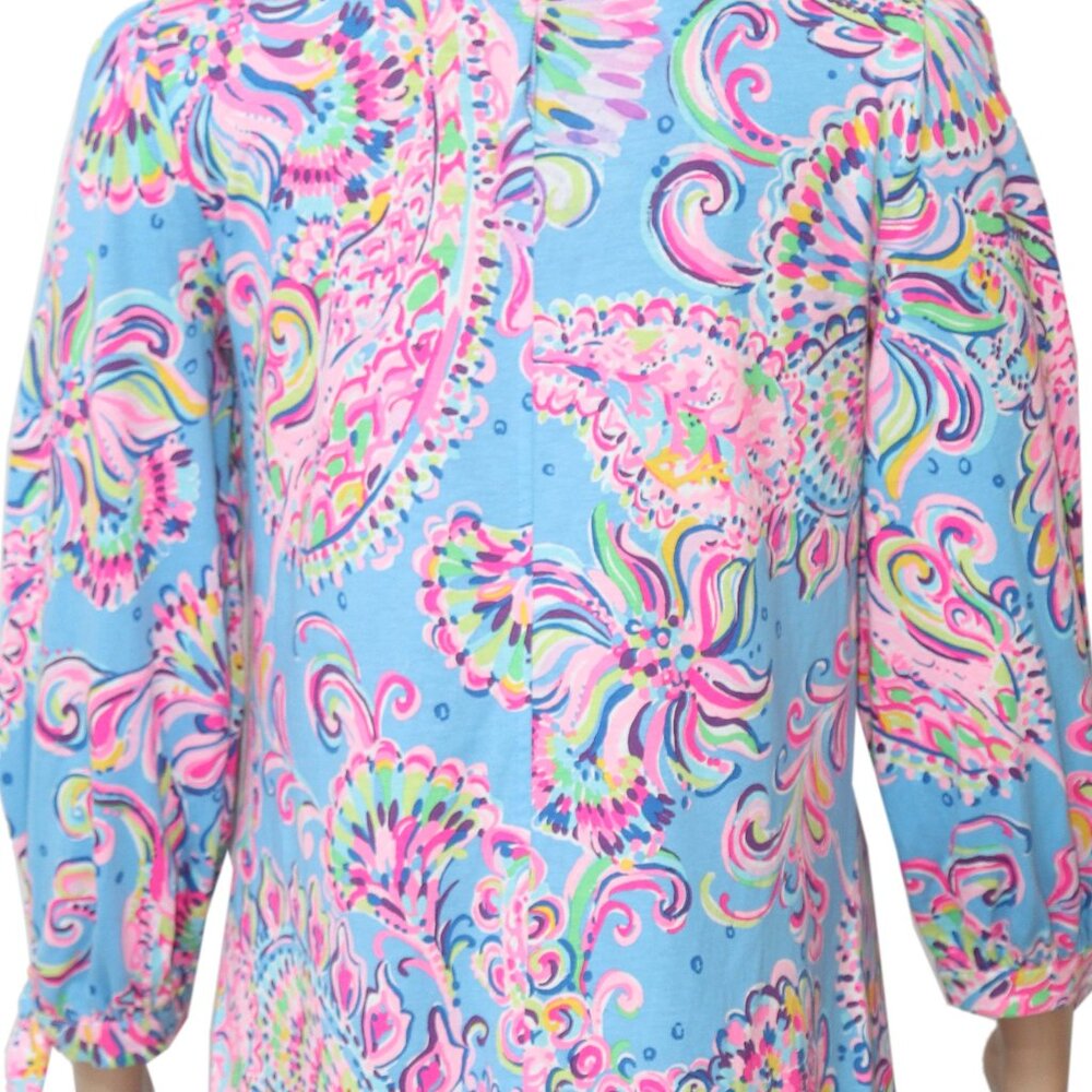 Lilly Pulitzer Cath Dress Printed Notch Neck Beach Tie Cuff S - Picture 5 of 7
